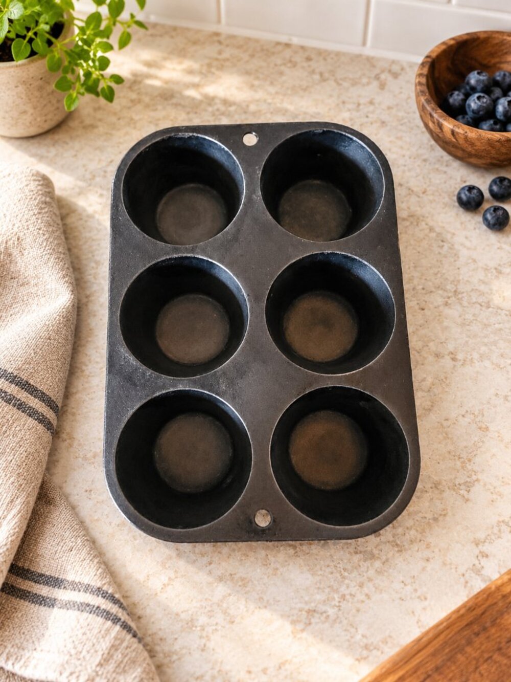Lodge 6-Cup Cast Iron Muffin Tin Pan, Model 5P2